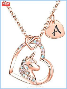 14k Gold Plated Cubic Zirconia Unicorn Pendant Necklace for Women